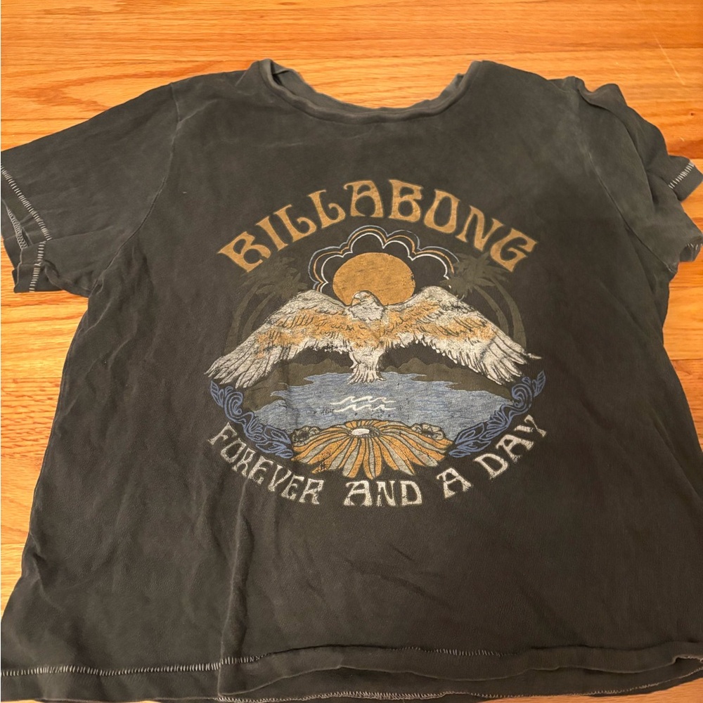 Billabong Black Short Sleeve Tee with Vintage Graphic